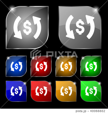Exchange icon sign. Set of ten colorful buttons wi Exchange icon sign. Set of ten colorful buttons wi 40066602