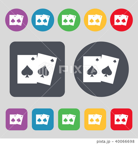 game cards icon sign. A set of 12 colored buttons. game cards icon sign. A set of 12 colored buttons. 40066698