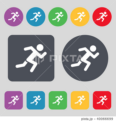 simple running human icon sign. A set of 12 colore 40066699