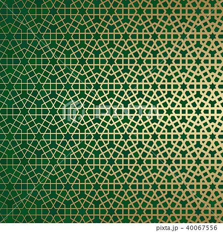 Abstract background with islamic ornament, arabic geometric texture. Golden lined tiled motif. 40067556
