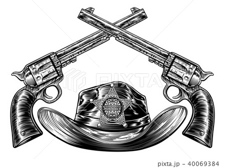 Sheriff Cowboy Hat and Guns with Star Badge 40069384
