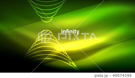 Abstract wave on dark background, shiny glowing neon digital background template 40074398