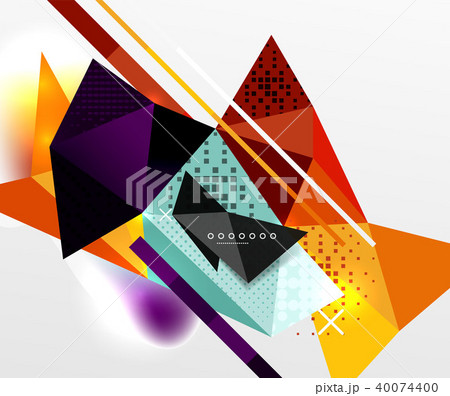 Abstract geometric background, polygonal triangle elements, lines and material textures, holographic 40074400