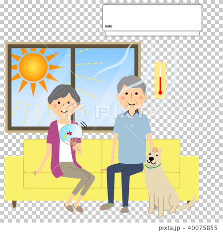 涼む高齢者カップル　熱中症対策 40075855