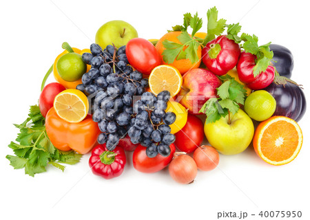 Fruits and vegetables isolated on a white 40075950