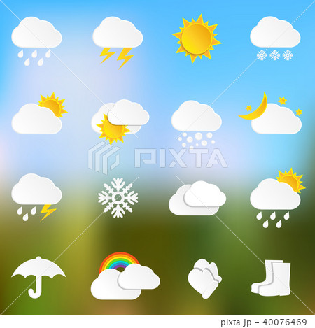 Paper weather icons on blurred background 40076469