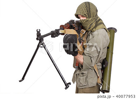 mercenary with machine gun 40077953