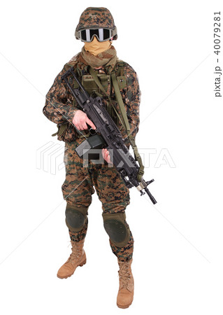 US MARINES with machine gun US MARINES with machine gun 40079281
