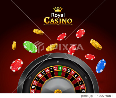 Casino roulette with chips, dice realistic poster Casino roulette with chips, dice realistic poster 40079801