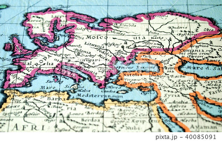 世界地図　古地図　地図　マップ　ヨーロッパ　地中海　map　1589年　製図　エンボスペーパー印刷 40085091
