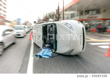 交通事故現場の写真素材