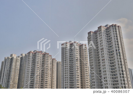 a low angle view of skyscrapers at tai po 40086307