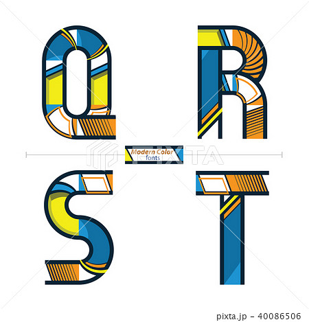 Alphabet modern color style in a set QRST Alphabet modern color style in a set QRST 40086506