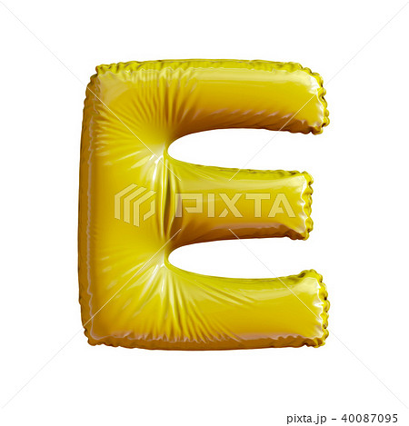 Letter E made of gold balloon. 3d rendering isolated on white background 40087095