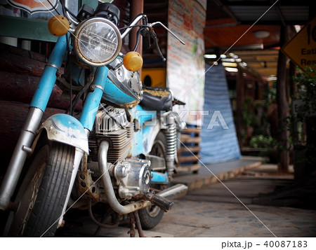 blue colour vintage retro motorcycle front design blue colour vintage retro motorcycle front design 40087183