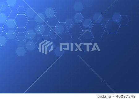 Hexagon background design. Geometric abstract background with molecular structure. 40087548