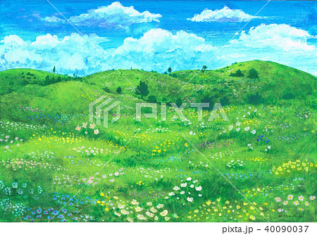 草原の風のイラスト素材 40090037 Pixta