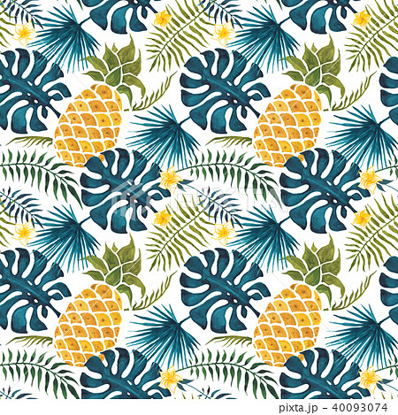 Pineapple background. Watercolor Seamless pattern. 40093074