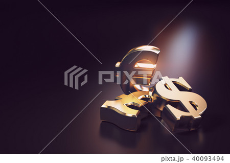Golden euro, dollar and pound signs.  40093494