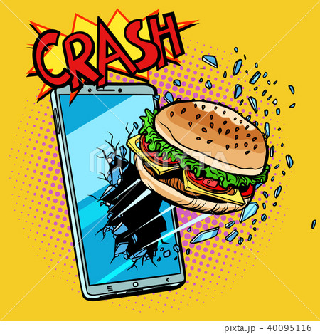 Online food delivery concept, Burger and smartphone Online food delivery concept, Burger and smartphone 40095116