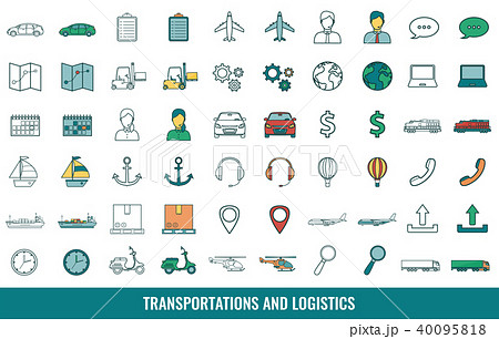 Logistics icons set. Delivery and Transportation. Outline icons. Vector 40095818