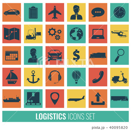 Logistics icons set. Delivery and Transportation. Silhouettes. Vector 40095820