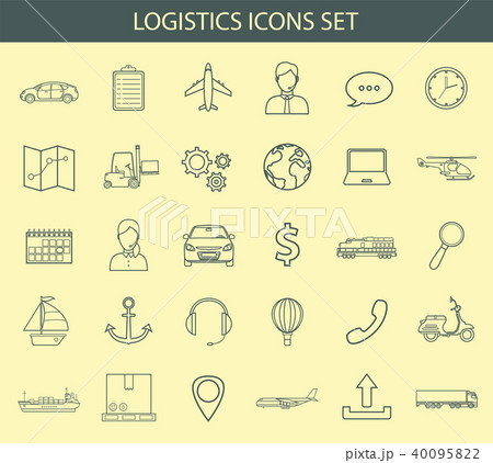 Logistics icons set. Delivery and Transportation. Outline icons. Vector 40095822