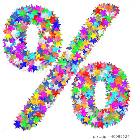 Percent sign composed of colorful stars Percent sign composed of colorful stars 40099524