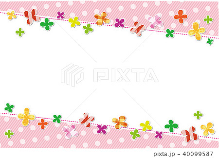 カラフルなクローバーの斜めのフレーム ピンクのイラスト素材
