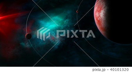 Celestial Art small planets orbiting around big Celestial Art small planets orbiting around big 40101320