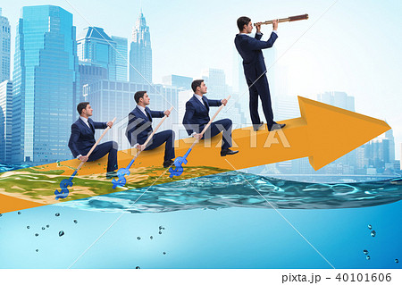 Teamwork concept with businessmen on boat Teamwork concept with businessmen on boat 40101606