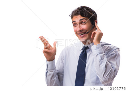 Man with headset isolated on white background 40101776