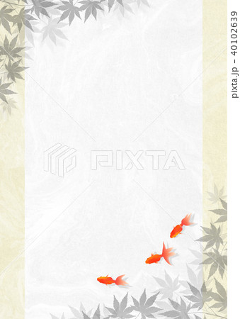 紅葉の金魚の和風イメージ 和紙 モノトーン 40102639