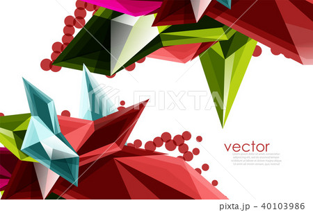Color glass crystals on white background, geometric abstract composition with glass gemstones and 40103986