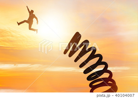 Businessman jumping from spring in promotion concept 40104007
