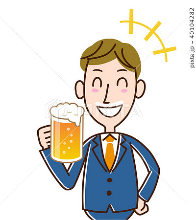 生ビールで口髭ができたサラリーマン 40104282