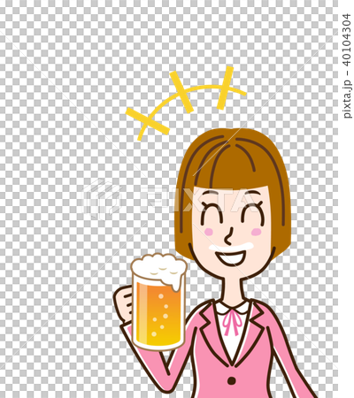 Business woman whistling with draft beer 40104304