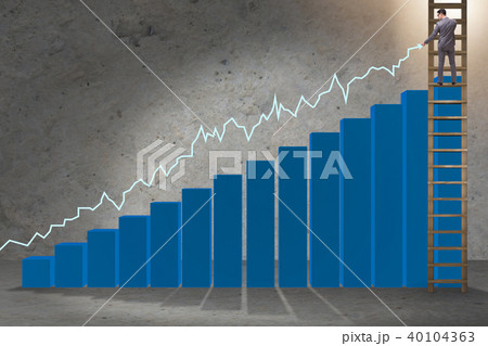 Businessman climbing towards growth in statistics 40104363