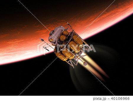 Interplanetary Space Station Orbiting Red Planet 40106966