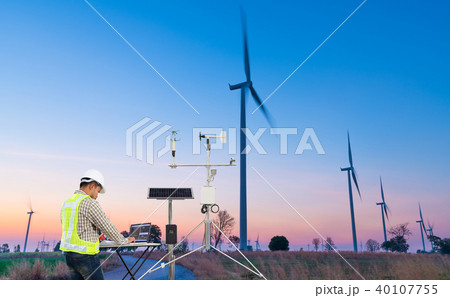Engineer use computer collect data meteorological 40107755