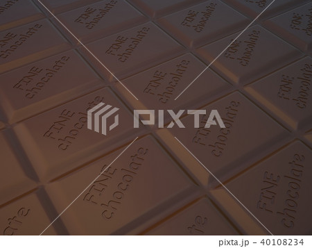 Tile of black chocolate, 3d illustration. 40108234