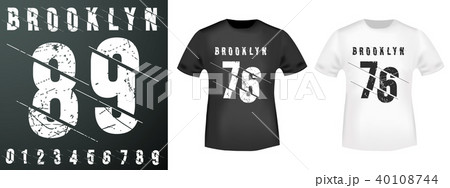 Brooklyn numbers stamp and t shirt mockup Brooklyn numbers stamp and t shirt mockup 40108744