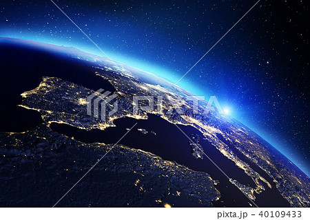 Planet Earth sunrise. 3d rendering 40109433
