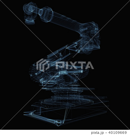Industrial robot arm consisting of luminous lines Industrial robot arm consisting of luminous lines 40109669
