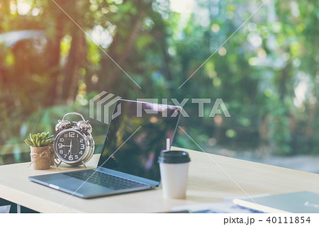 Comfortable workplace Office desk blank screen 40111854