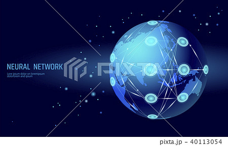 Neural international net. Global neuron network. Deep learning cognitive technology concept. Logical 40113054