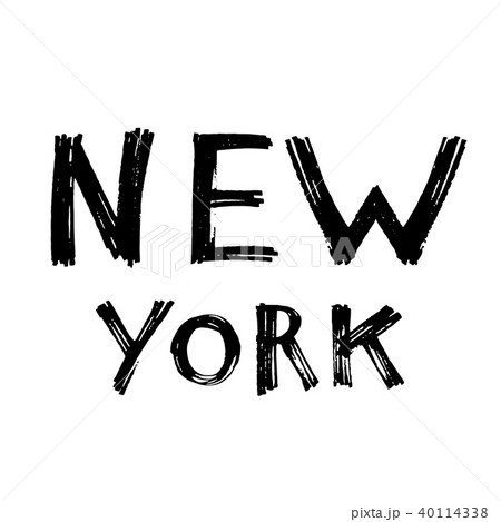 Typography slogan with tropical leaves. Hand drawn New York vector for t shirt printing. 40114338