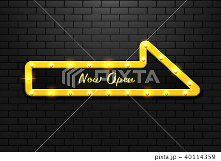 frame light sign arrow gold retro on wall brick  40114359