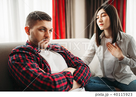 Wife asks her husband for forgiveness, quarrel Wife asks her husband for forgiveness, quarrel 40115923