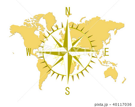 世界地図 コンパス 方位磁石 方角 方向 日本地図のイラスト素材 40117036 Pixta